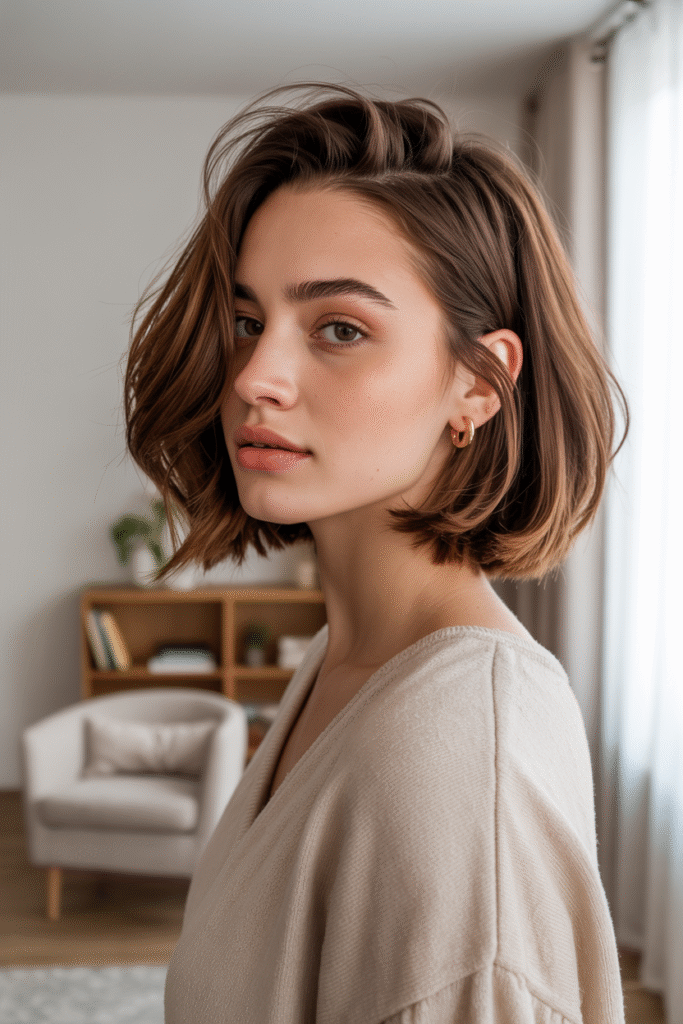 17 Trendy Brown Bob Hairstyles 15 Loose Airy Bob with Subtle Waves
