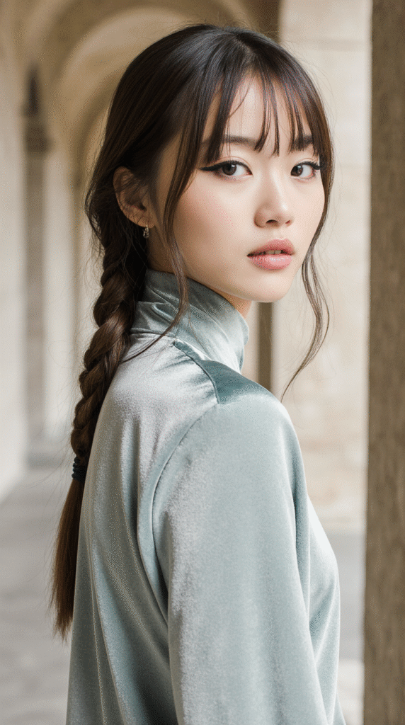 24 Gorgeous Straight Hairstyles 14 Loose Side Braid with Wispy Bangs 1