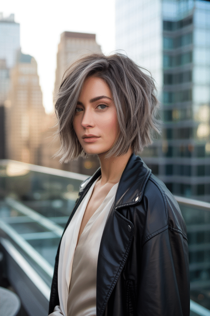 20 Volumizing Choppy Bob Hairstyles for Fine Hair 8 Loose Silver Waves with Tousled Texture