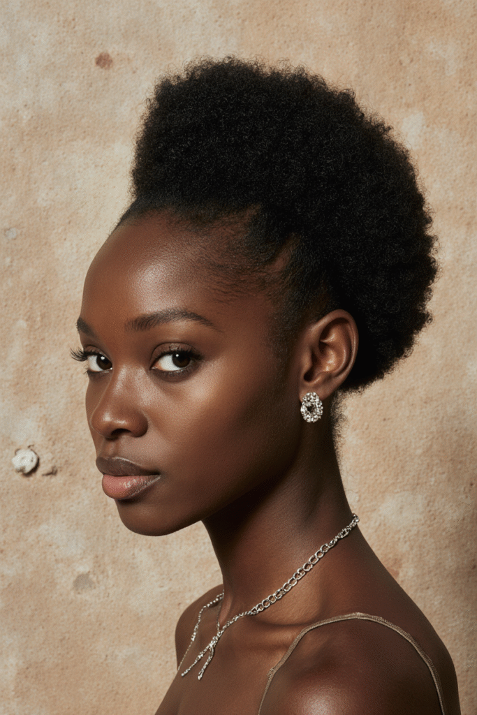 17 Awkward Length 4c Hairstyles 11 Low Afro Puff Ponytail