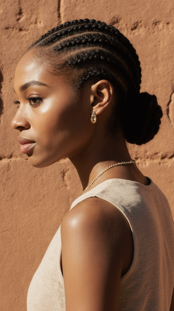 15 Thin Locs Hairstyles 7 Low Bun with Thin Locs