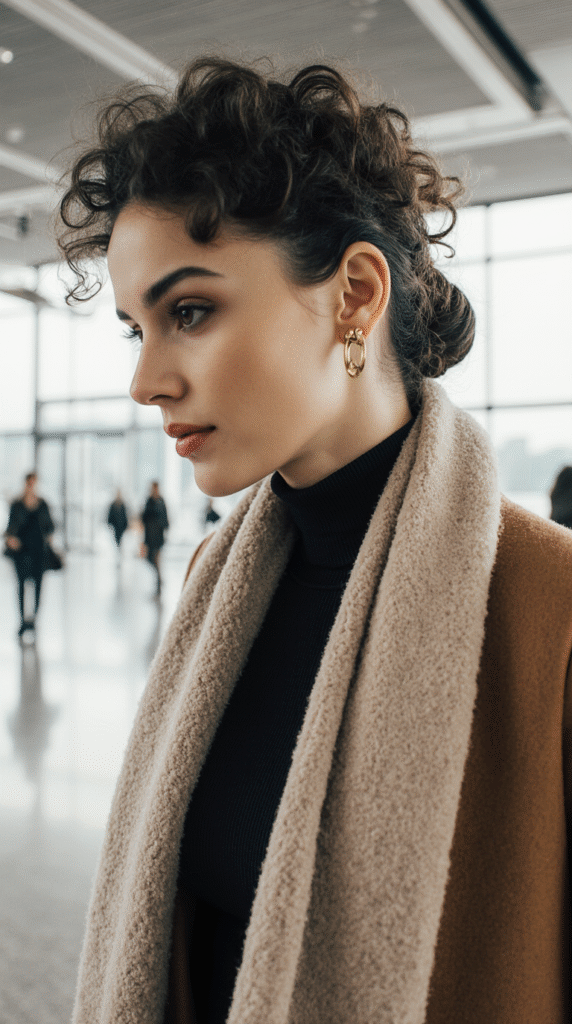 17 Airport Hairstyles for Curly Hair 15 Low Chignon