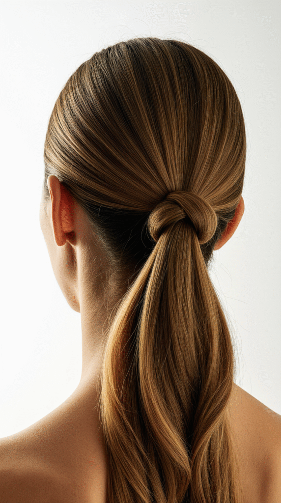 21 Sleek Ponytail Hairstyles 13 Low Knotted Ponytail