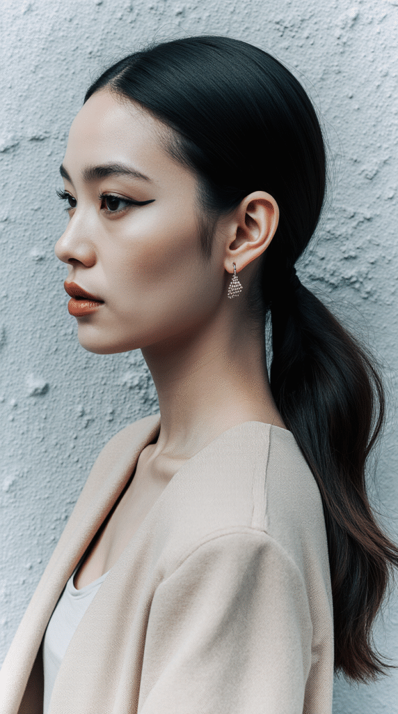 21 Sleek Ponytail Hairstyles 16 Low Sleek Ponytail with Volume on Top