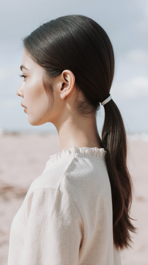 24 Gorgeous Straight Hairstyles 2 Low Slung Straight Ponytail