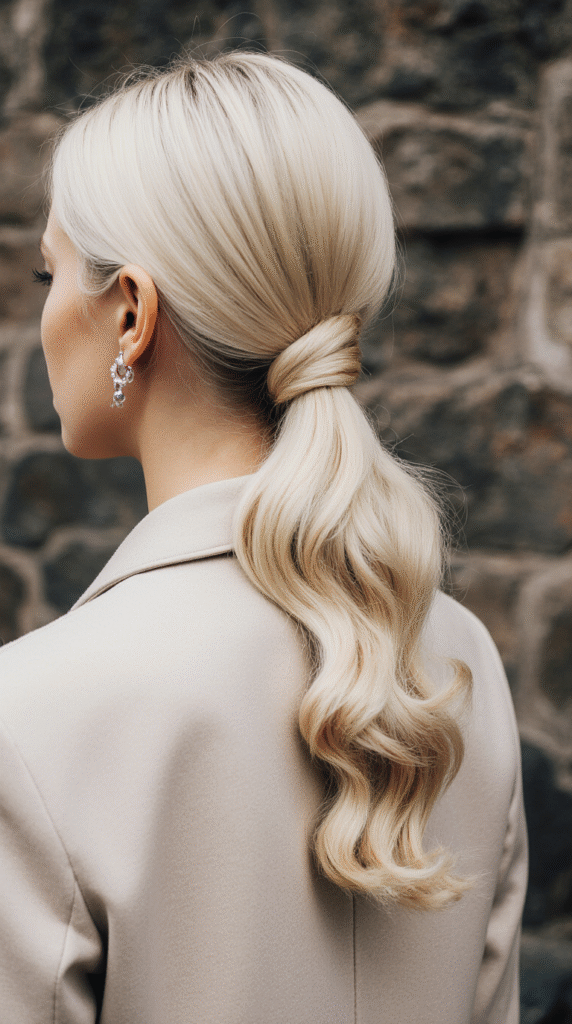21 Sleek Ponytail Hairstyles 17 Low Wrapped Spiral Ponytail