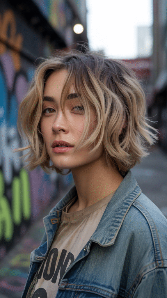 29 Modern Blonde Bob Hairstyles 20 Messy Blonde Bob with Textured Layers