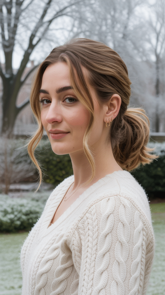 15 Lob Hairstyles for Thick Hair 10 Messy Half Up Half Down with Low Ponytail