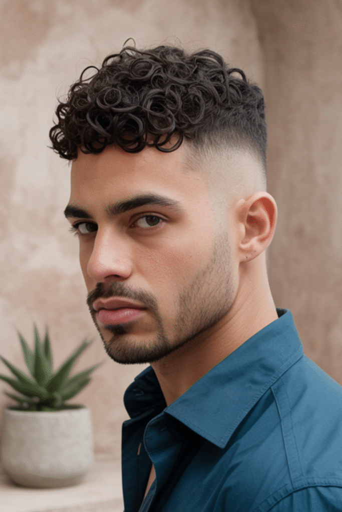 18 Curly Hairstyles for Men with Fade 6 Mid Fade with Tight Curls