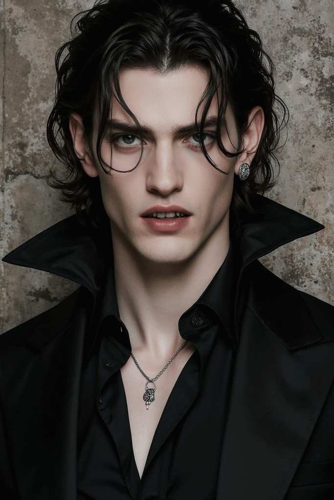 Middle Length Curly Hair with Wet Look 1