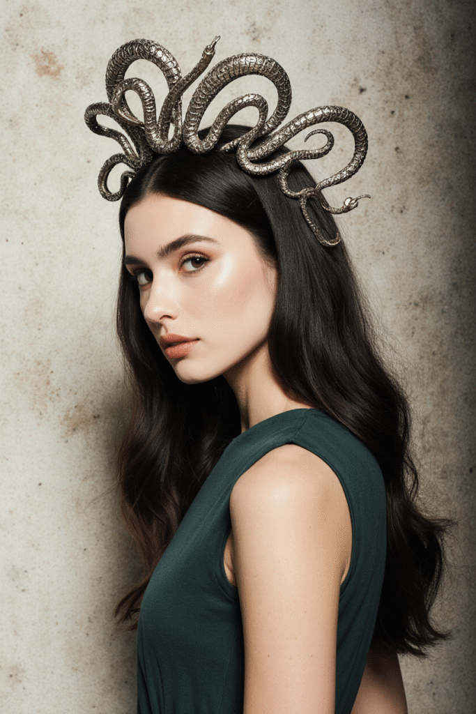 17 Medusa Hair Ideas 4 Multi Serpent Crown with Loose Curls