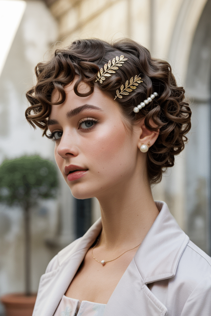 29 Formal Hairstyles for Short Hair 29 Natural Curls with Embellished Details