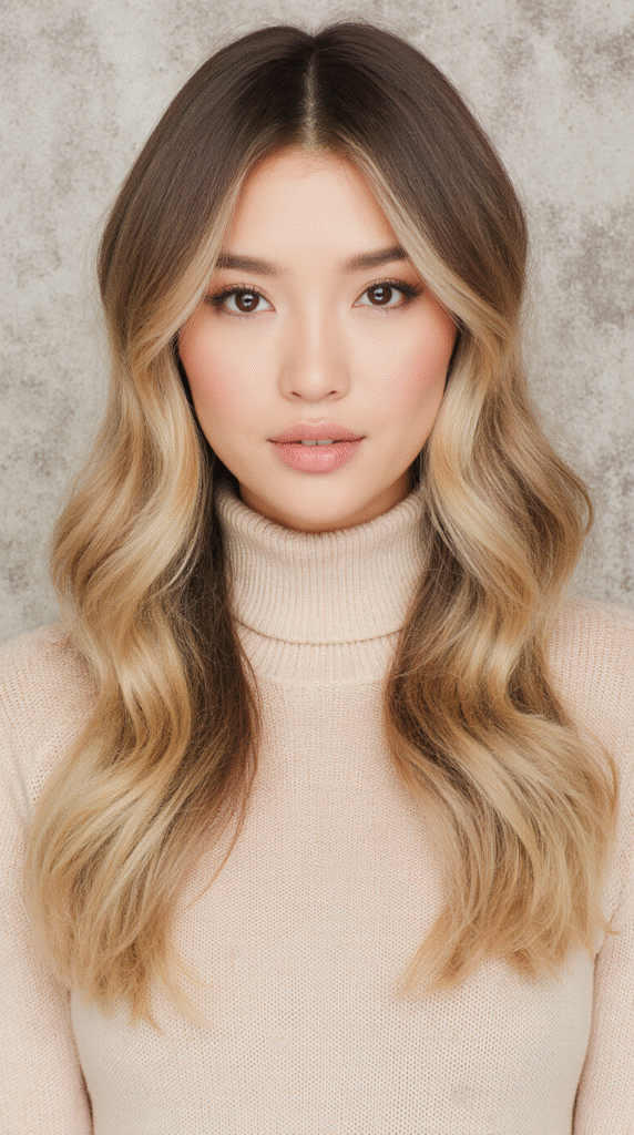 Natural Waves with Blonde Highlights