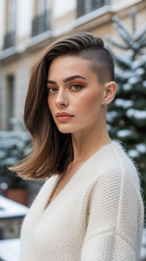15 Lob Hairstyles for Thick Hair 12 One Side Shaved Sleek Lob