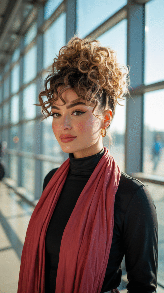 17 Airport Hairstyles for Curly Hair 16 Pineapple Updo