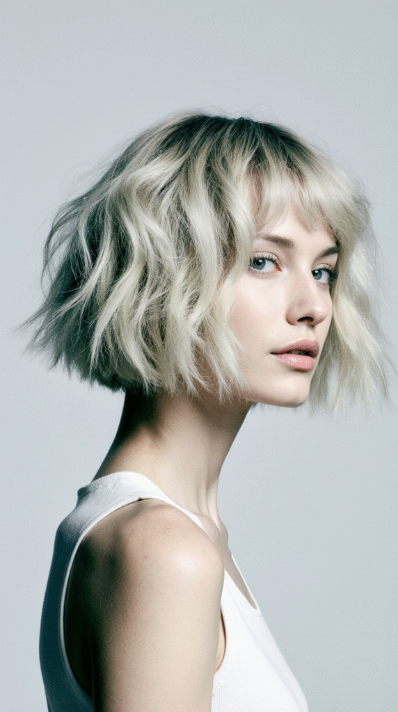 20 Volumizing Choppy Bob Hairstyles for Fine Hair 3 Platinum Shaggy Bob with Feathery Ends