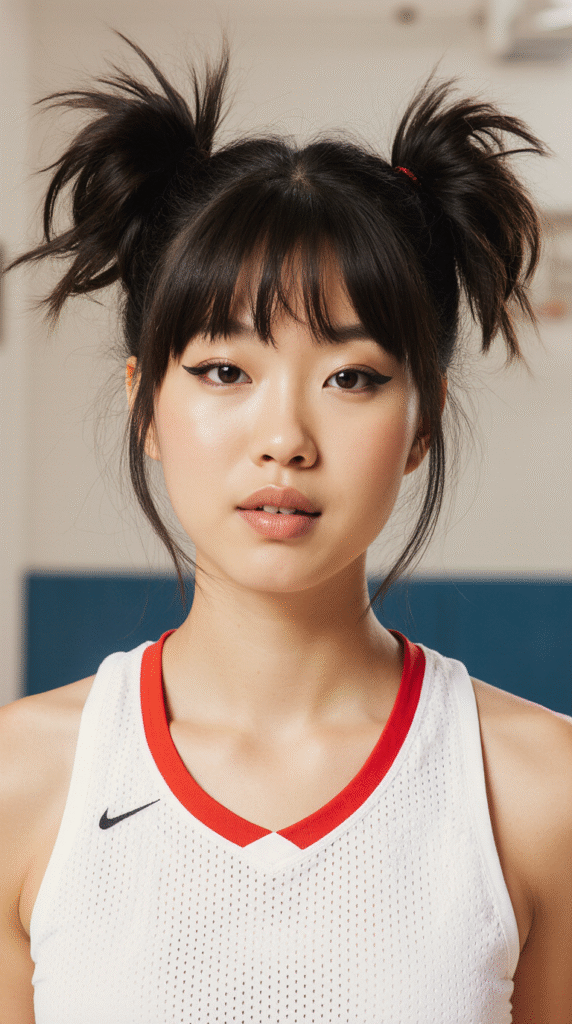 30 Top Basketball Hairstyles 28 Playful Pigtails with Choppy Bangs