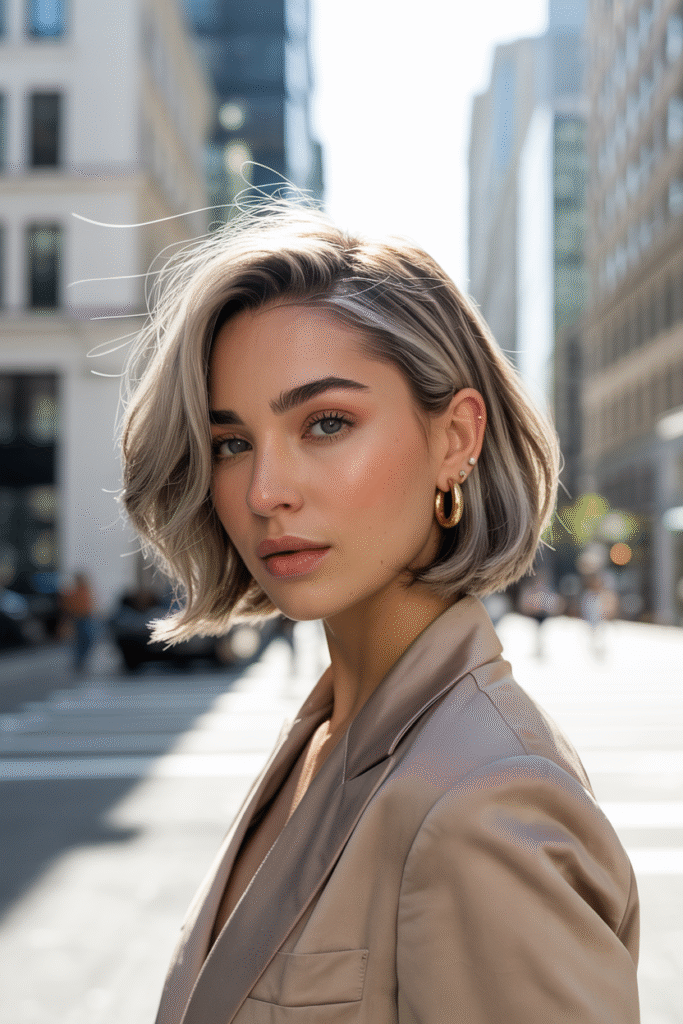 20 Volumizing Choppy Bob Hairstyles for Fine Hair 9 Polished Silver Bob with Feathered Layers