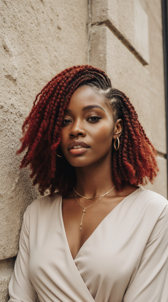 10 Red Bob Hairstyles for Black Women 9 Red Braided Bob with Volume