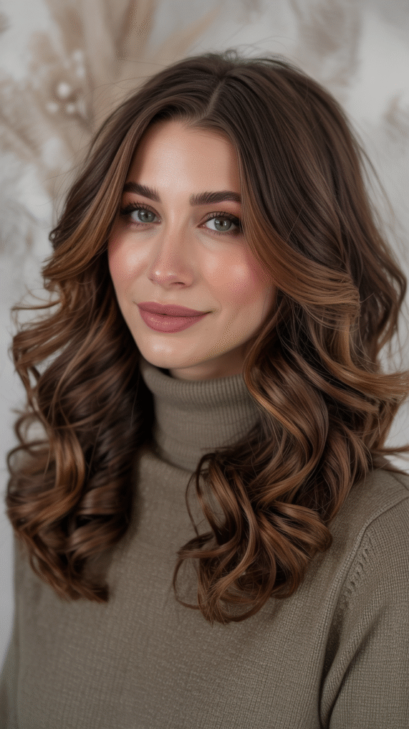 24 Winter Balayage Ideas for Brunettes 19 Rich Chocolate Brunette Balayage with Soft Curls