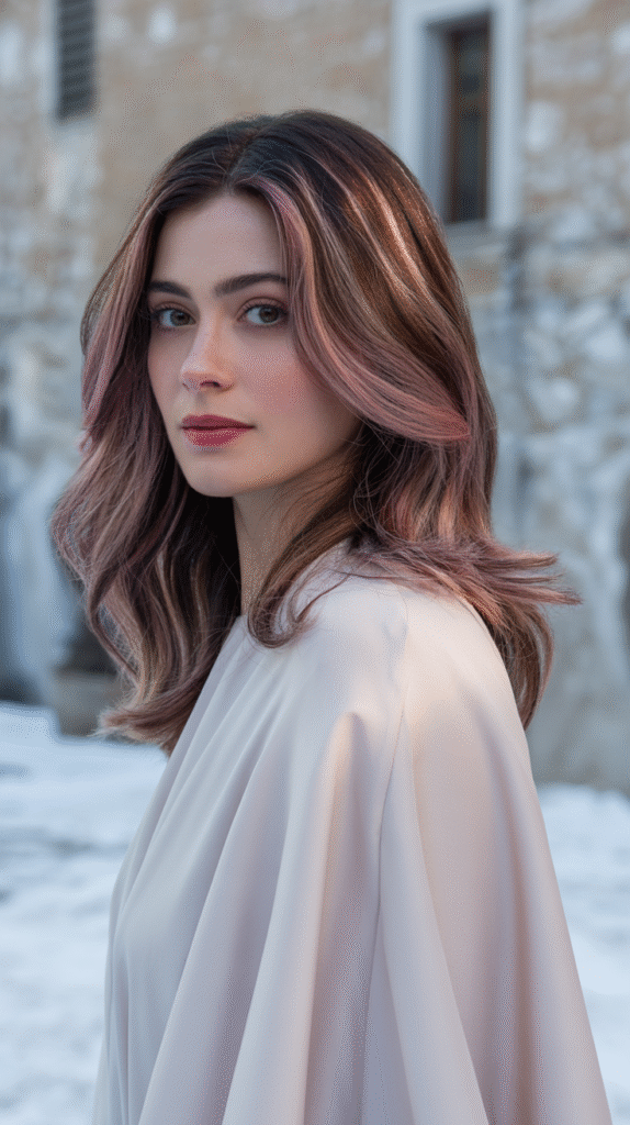 19 Winter Highlights for Brown Hair 14 Rose Gold Highlights on Brunette