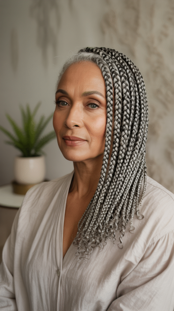 Salt and Pepper Box Braids
