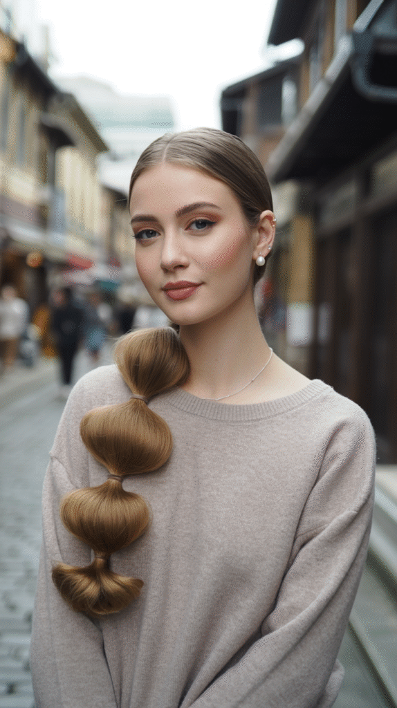 21 Sleek Ponytail Hairstyles 18 Sectioned Bubble Ponytail