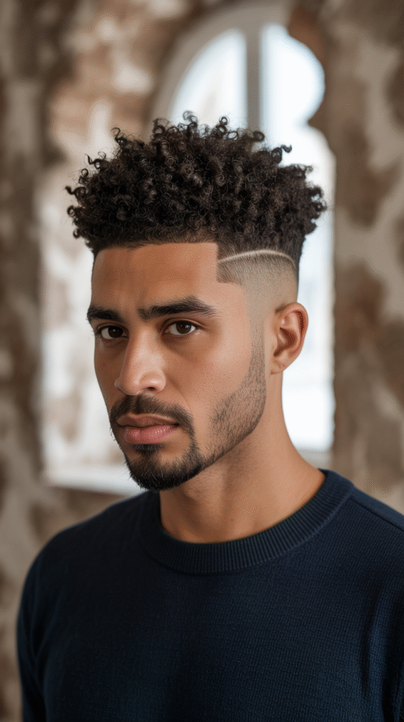 18 Curly Hairstyles for Men with Fade 15 Sharp Afro Fade with Precision Line Up 2