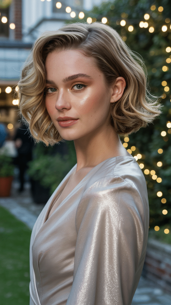 23 New Year’s Hairstyles for Short Hair 15 Short Bob with Beach Waves