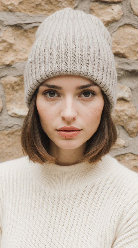 25 Mastering Beanie Hairstyles 6 Short Bob with a Beanie