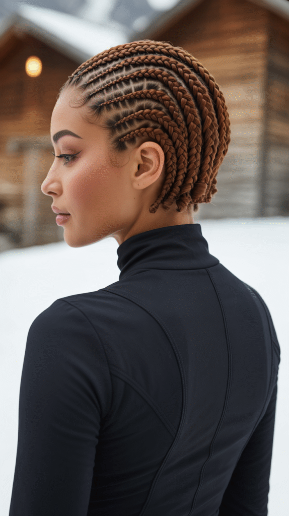 Top 21 Skiing Hairstyles to Wear Under a Helmet 8 Short Cornrow Braids
