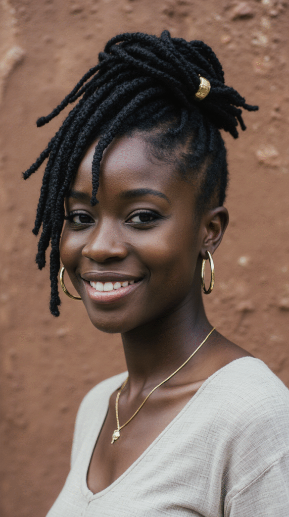 15 Thin Locs Hairstyles 8 Short and Textured Half Up Half Down Thin Locs