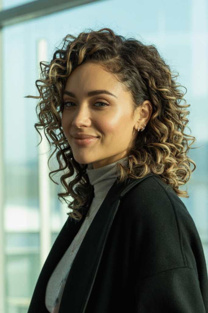 17 Airport Hairstyles for Curly Hair 18 Side Parted Curls