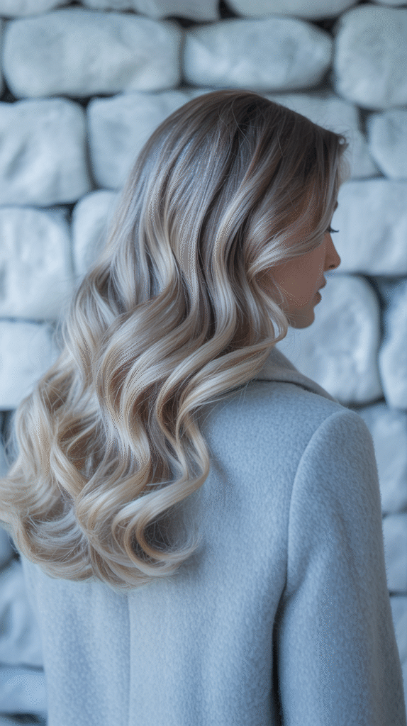 22 Winter Highlights for Blondes 2 Silver Ash Balayage Waves