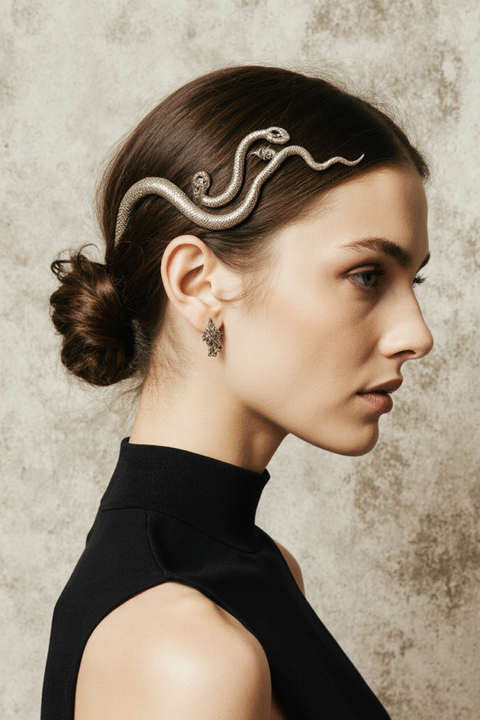 17 Medusa Hair Ideas 6 Silver Serpent Low Braid