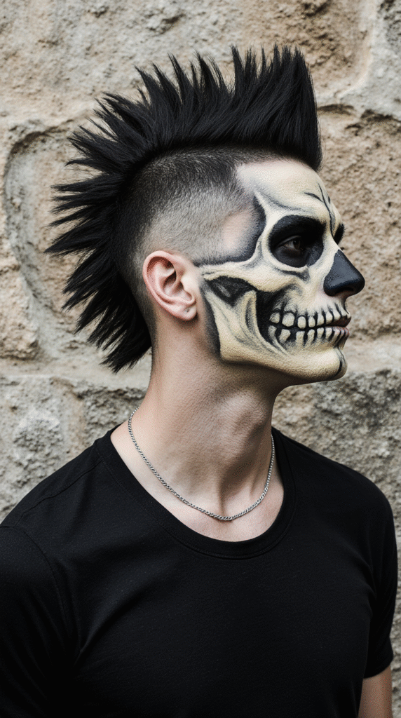 19 Halloween Hairstyles for Men 12 Skeleton Spiked Mohawk