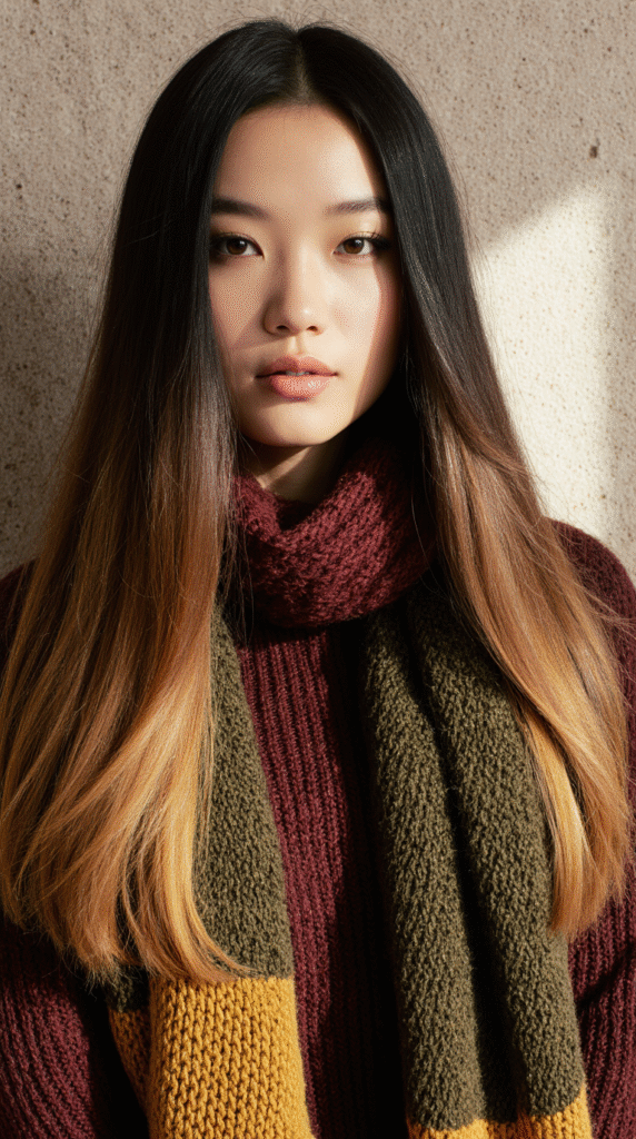 17 Dark Caramel Balayage Ideas: 18 Sleek Black Hair with Caramel Ombre