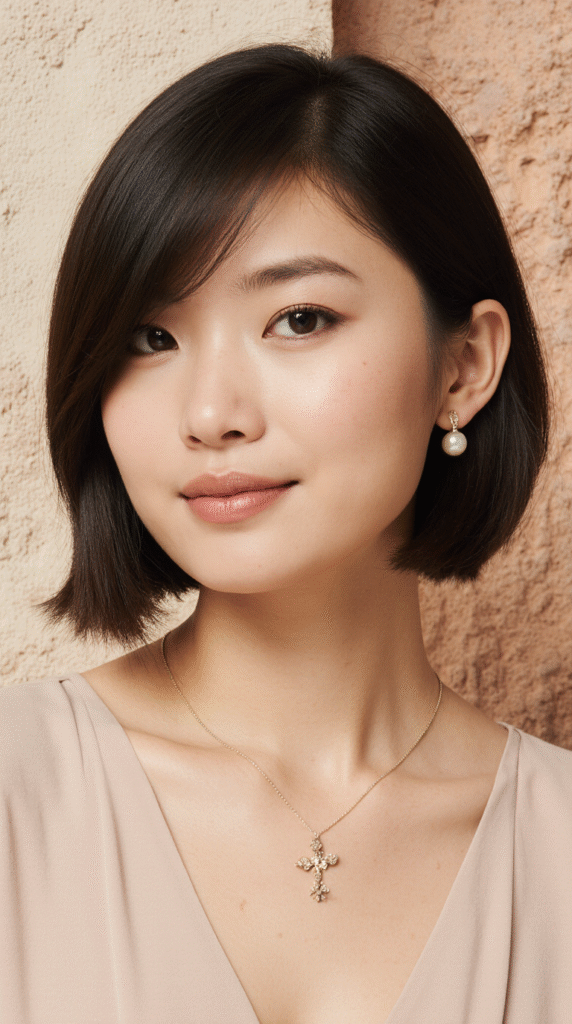 29 Formal Hairstyles for Short Hair 8 Sleek Blunt Bob with Side Part