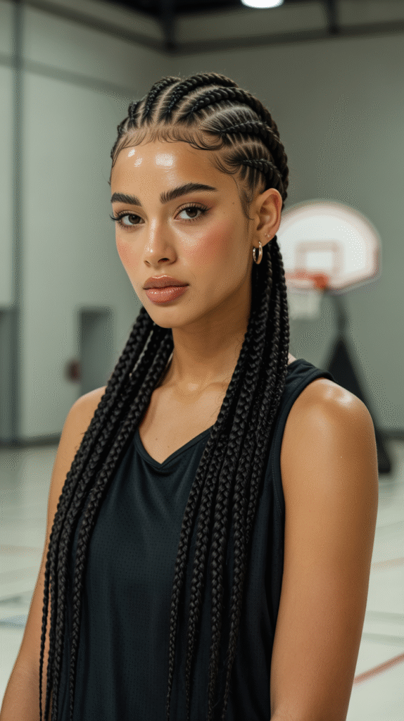 30 Top Basketball Hairstyles 27 Sleek Double Dutch Braids