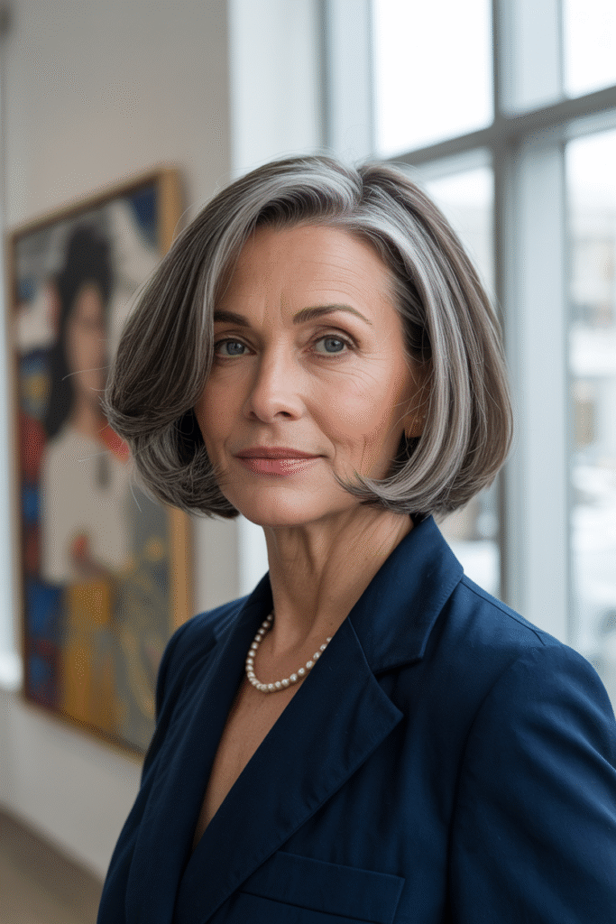 20 Volumizing Choppy Bob Hairstyles for Fine Hair 20 Sleek Gray Bob with Soft Shag Layers