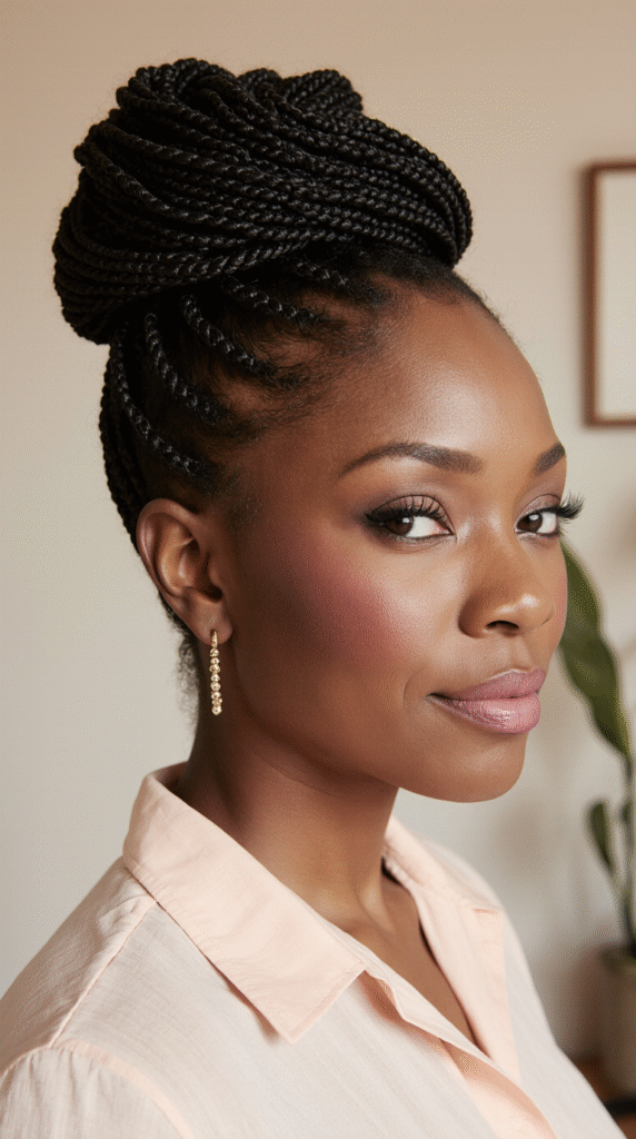 Sleek High Bun with Micro Braids