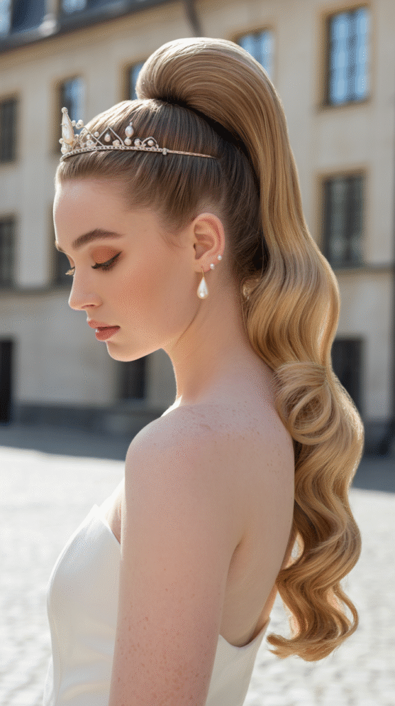 15 Dreamy Princess Hairstyles 14 Sleek High Ponytail with Retro Waves