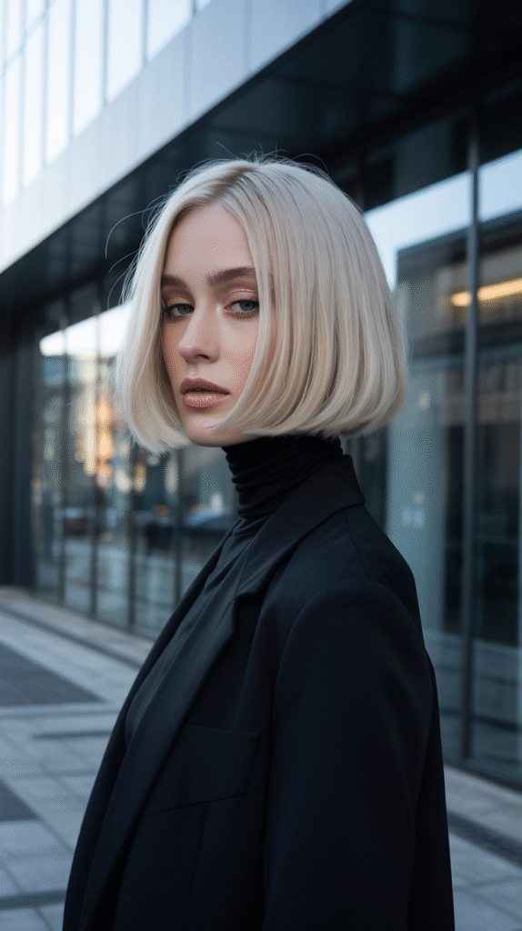 29 Modern Blonde Bob Hairstyles 8 Sleek Icy Blonde Bob