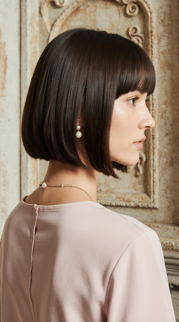 29 Formal Hairstyles for Short Hair 25 Sleek Precision Bob with Blunt Bangs