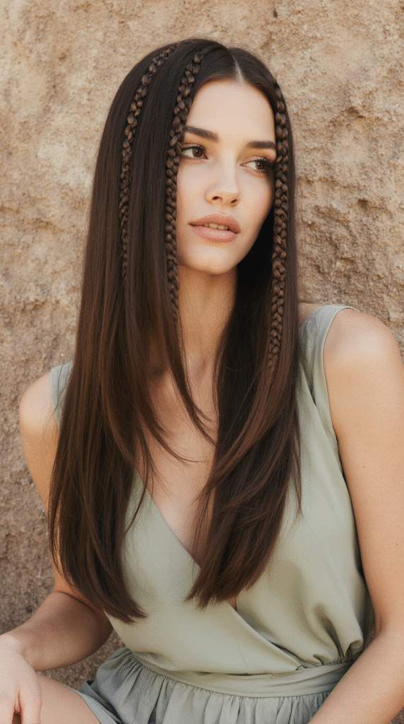 24 Gorgeous Straight Hairstyles 24 Sleek Straight Hair with Micro Braids