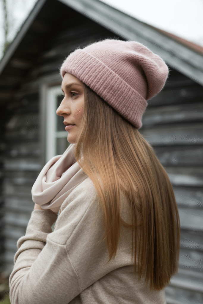 25 Mastering Beanie Hairstyles 21 Sleek Straight Hair with a Beanie 2