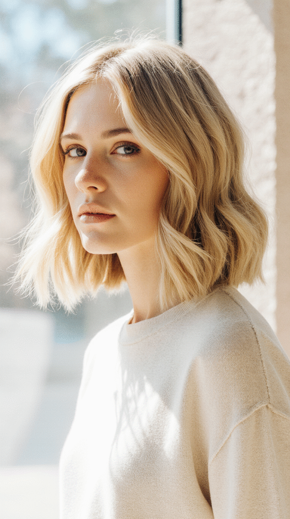 29 Modern Blonde Bob Hairstyles 2 Soft Blonde Bob with Loose Waves