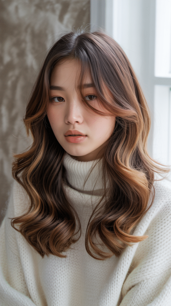 24 Winter Balayage Ideas for Brunettes 9 Soft Brunette Balayage with Honey Tones