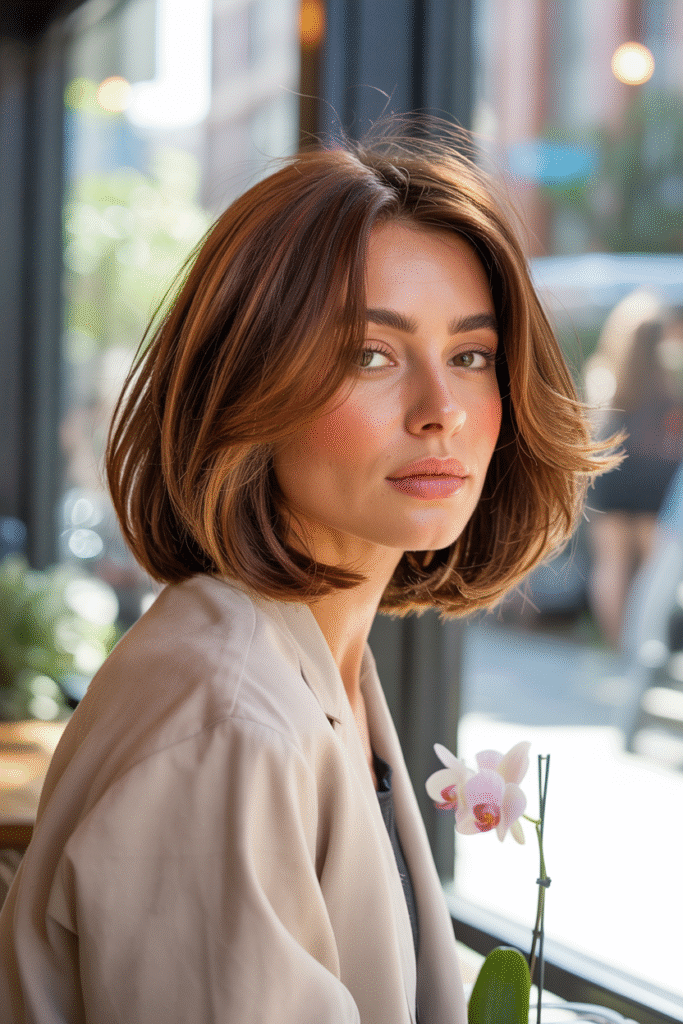 20 Volumizing Choppy Bob Hairstyles for Fine Hair 6 Soft Choppy Bob with Warm Brown Tones