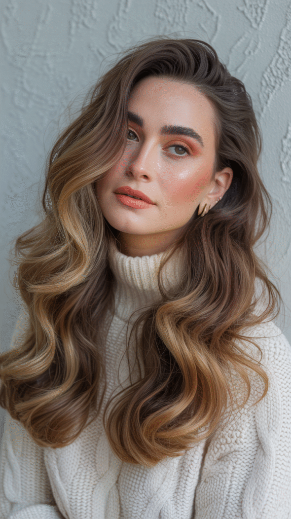 17 Honey Brown Balayage Ideas 10 Soft Honey Brown Balayage with Voluminous Waves